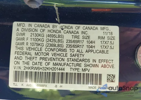 2019 Honda Cr-V Lx from USA, damaged, VIN 2HKRW6H32KH201444